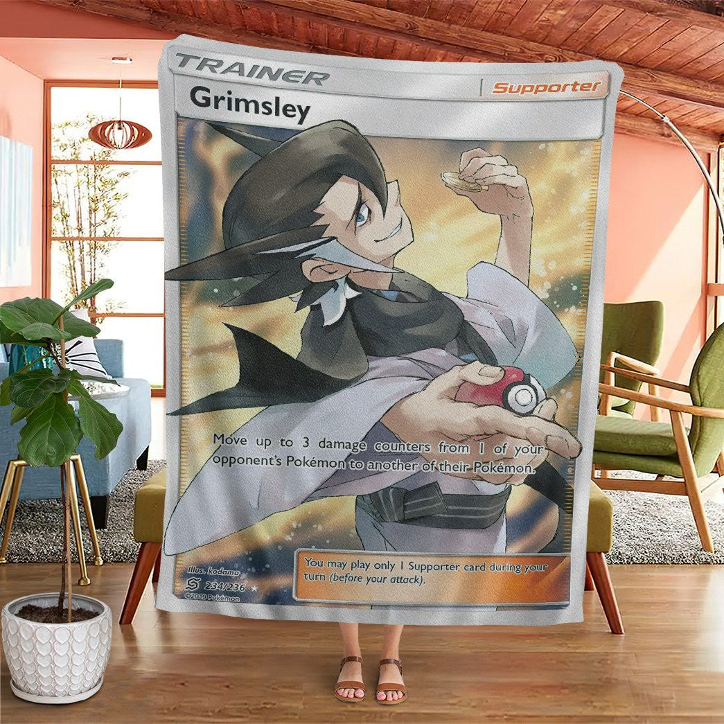 Anime Pkm Grimsley Trainer Custom Soft Blanket