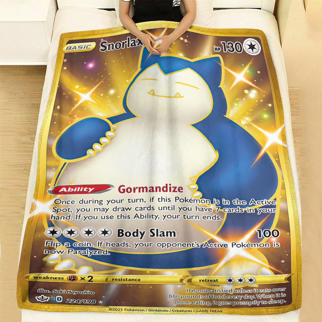 Anime Pkm Snorlax Chilling Reign Custom Soft Blanket