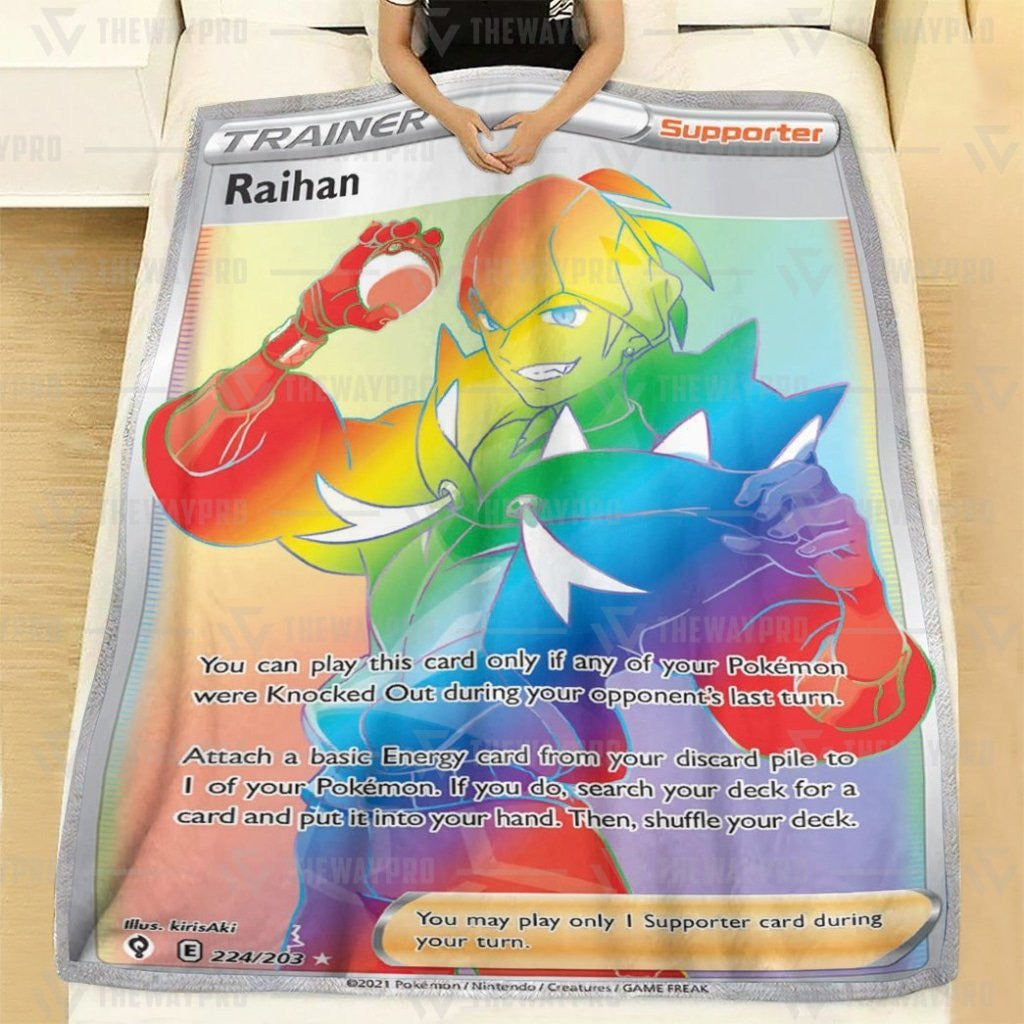 Anime Pkm Raihan Evolving Skies Colorful Custom Soft Blanket