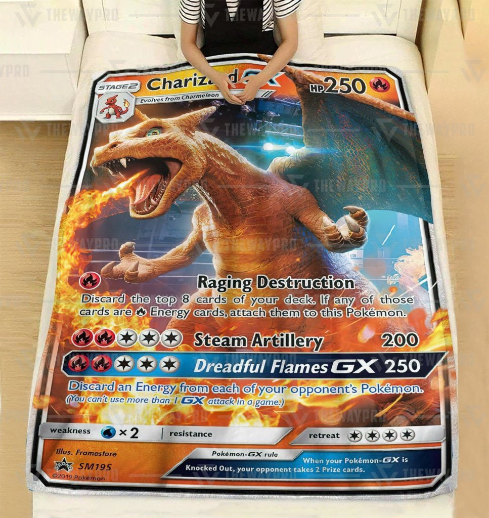 Anime Pkm Charizard Gx Custom Soft Blanket