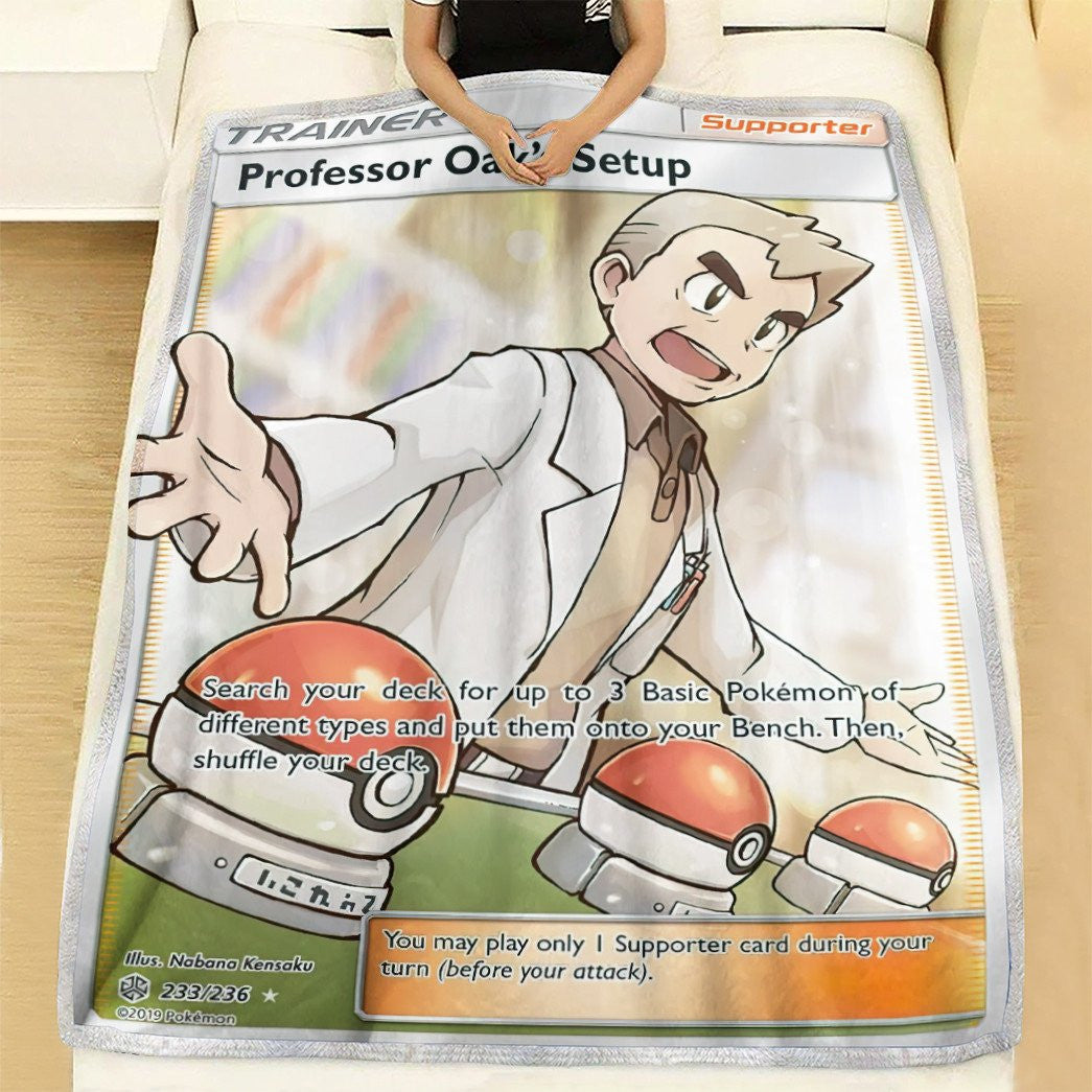 Anime Pkm Professor Oaks Setup Trainer Custom Soft Blanket