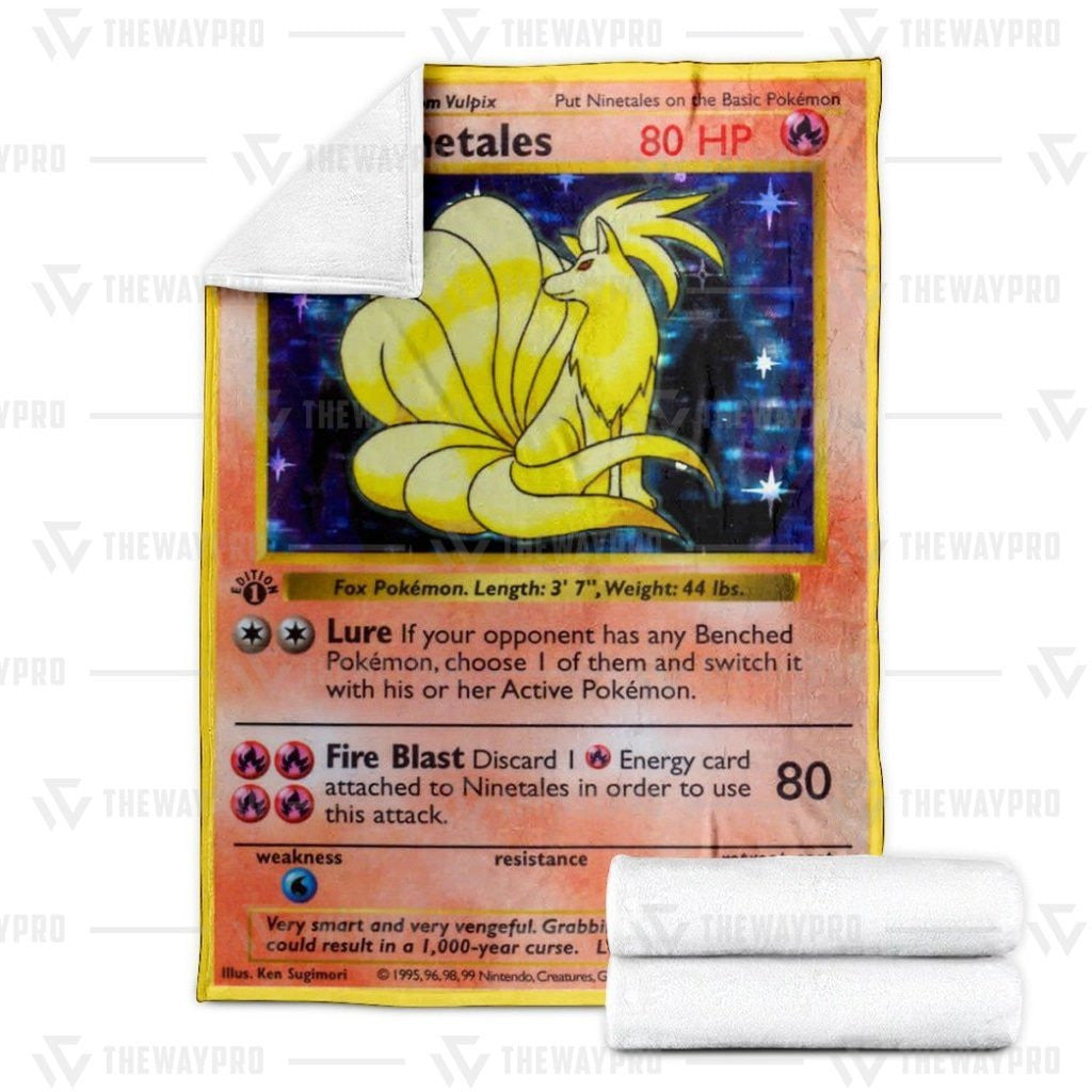 Anime Pkm Ninetales Holo 1St Edition Custom Soft Blanket