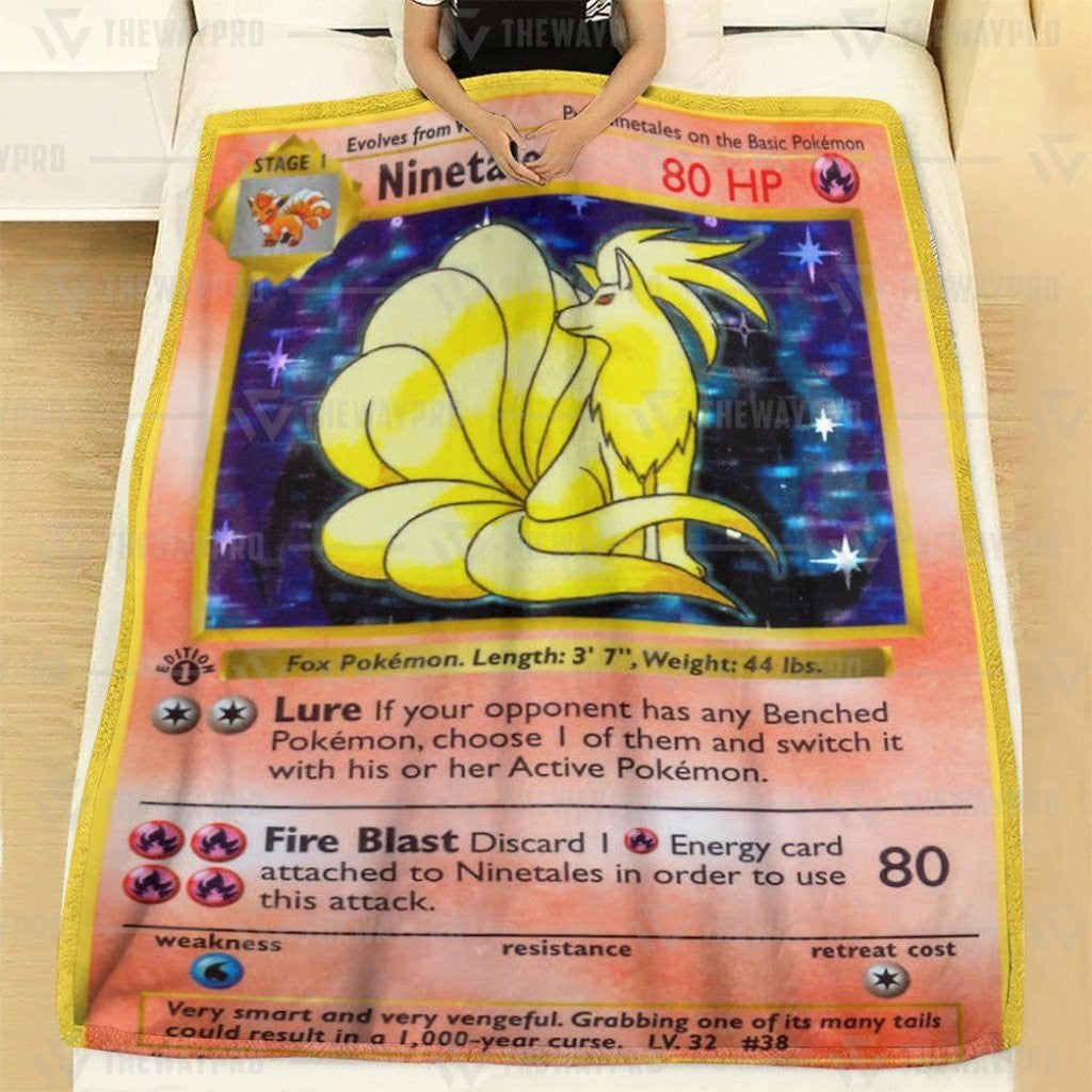 Anime Pkm Ninetales Holo 1St Edition Custom Soft Blanket