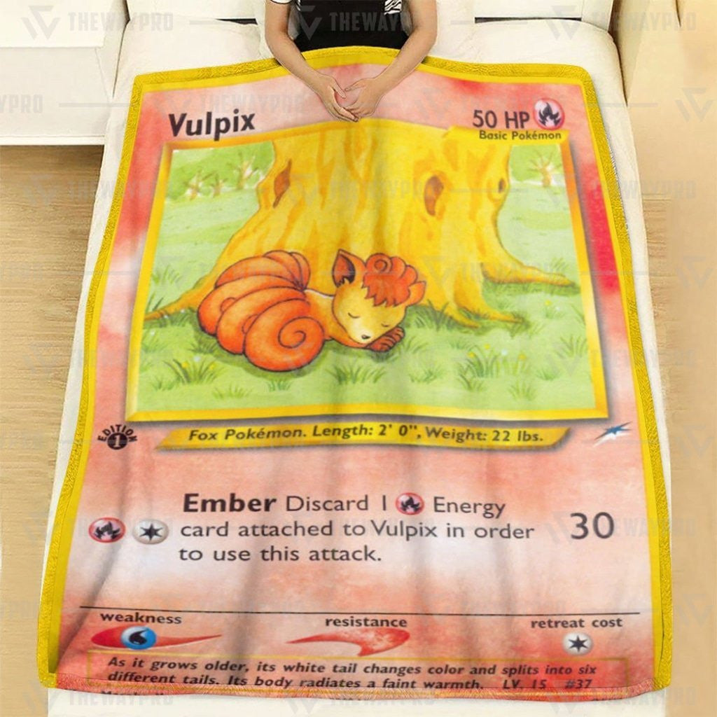 Anime Pkm Vulpix 1St Edition Custom Soft Blanket