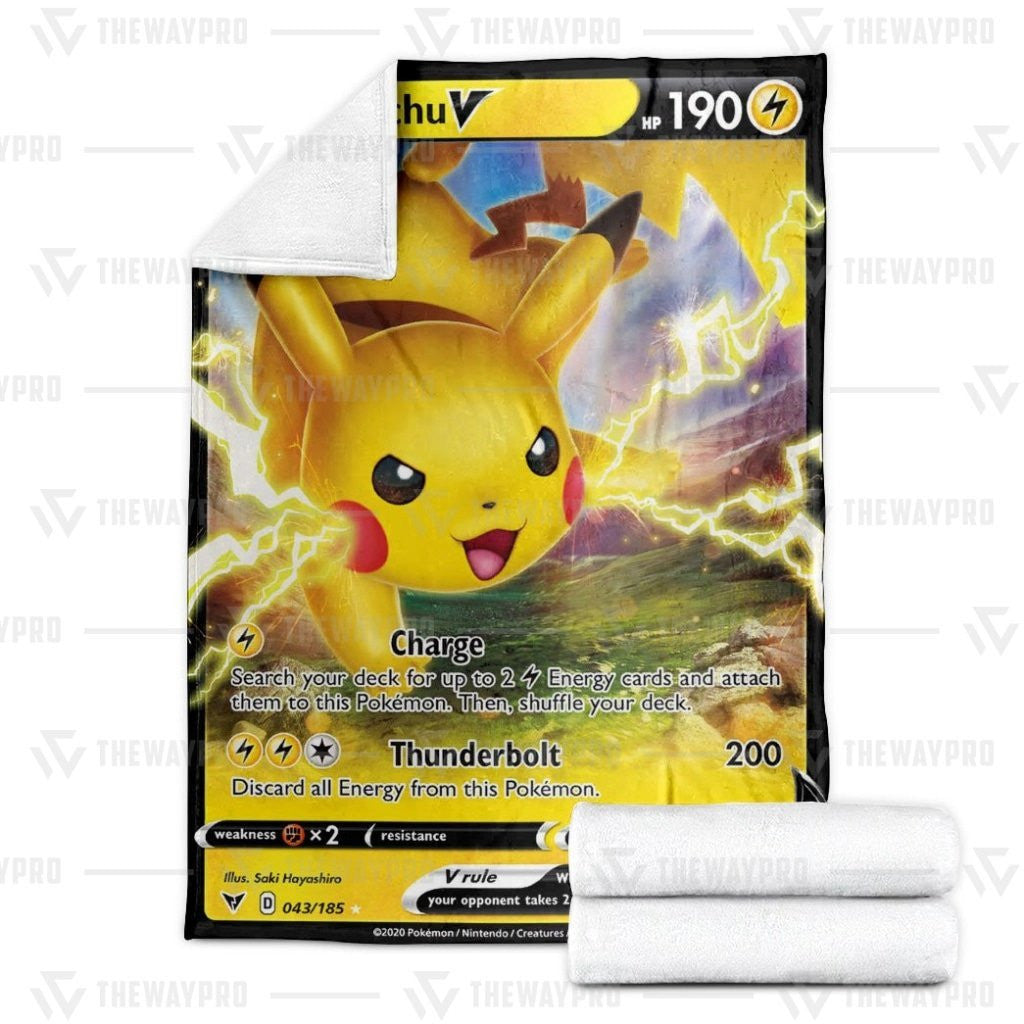 Anime Pkm Pikachu V Vivid Voltage Custom Soft Blanket