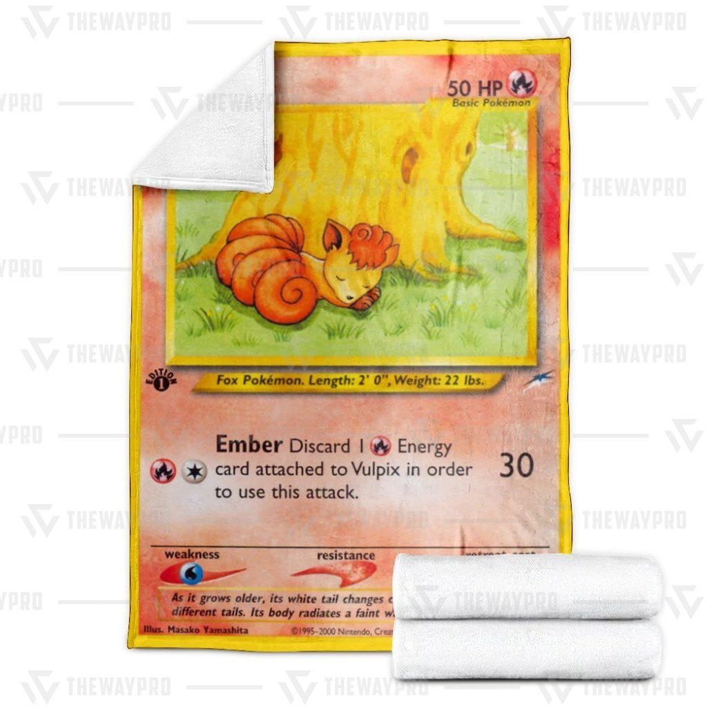 Anime Pkm Vulpix 1St Edition Custom Soft Blanket