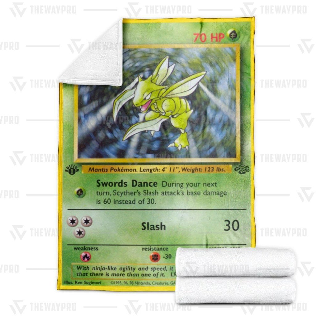 Anime Pkm Scyther 1St Edition Custom Soft Blanket