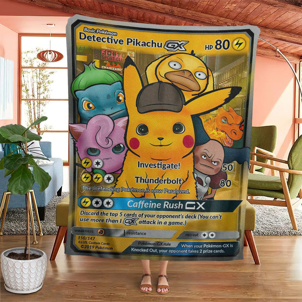 Anime Pkm Detective Pikachu & Friends Gx! Custom Soft Blanket