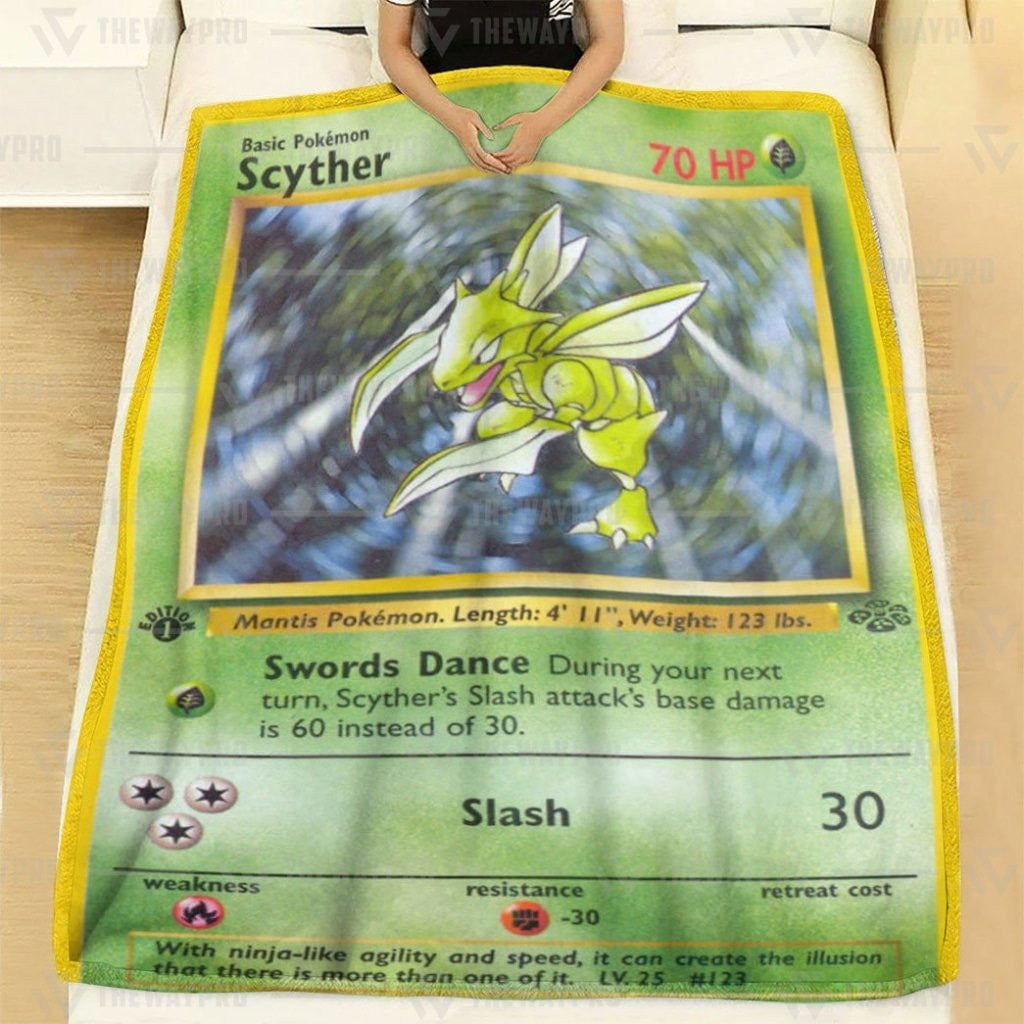 Anime Pkm Scyther 1St Edition Custom Soft Blanket