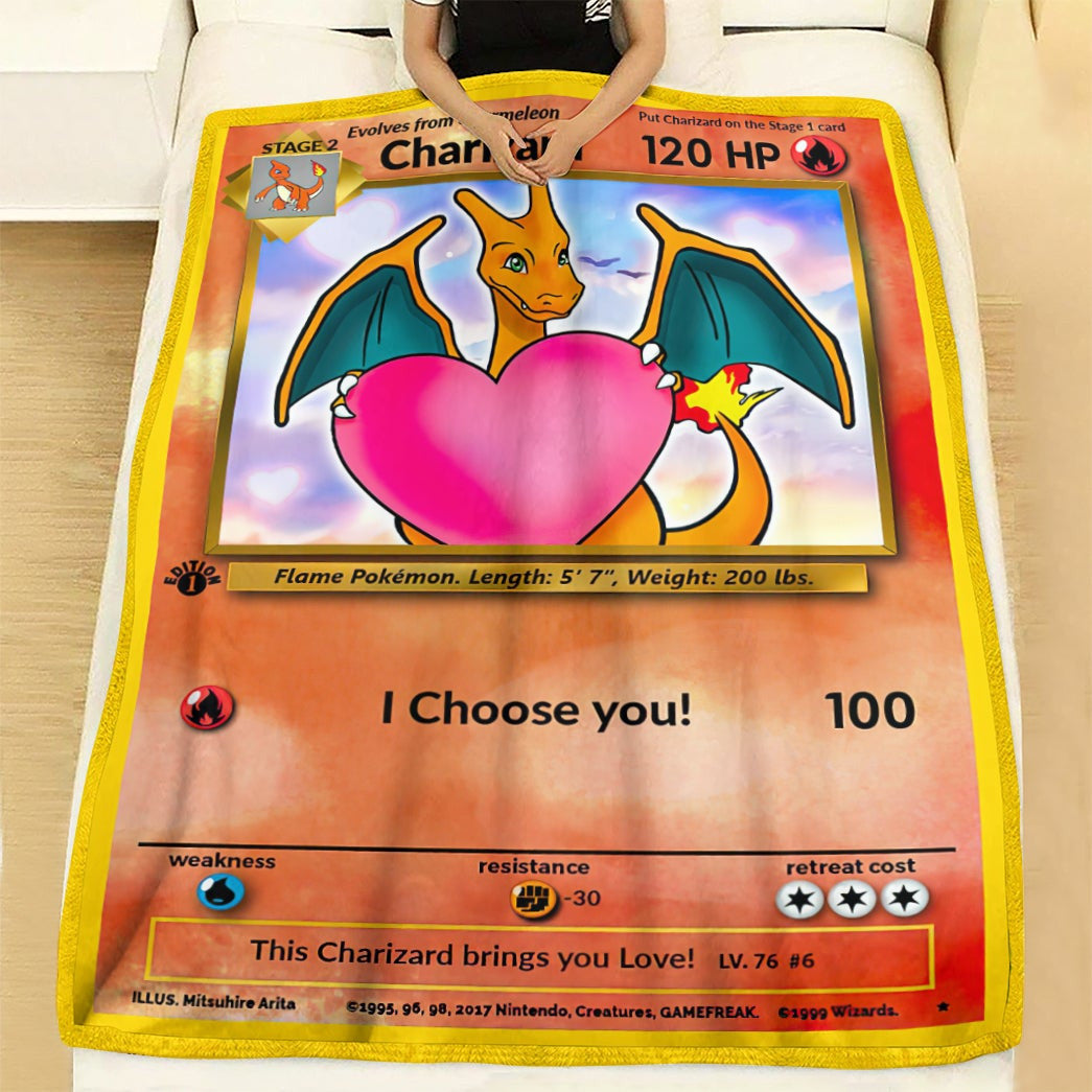 Anime Pkm Charizard I Choose You Custom Soft Blanket