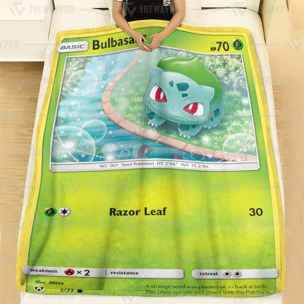 Anime Pkm Bulbasaur Shining Legends Custom Soft Blanket