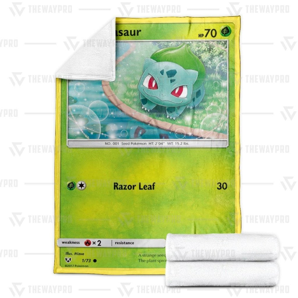 Anime Pkm Bulbasaur Shining Legends Custom Soft Blanket