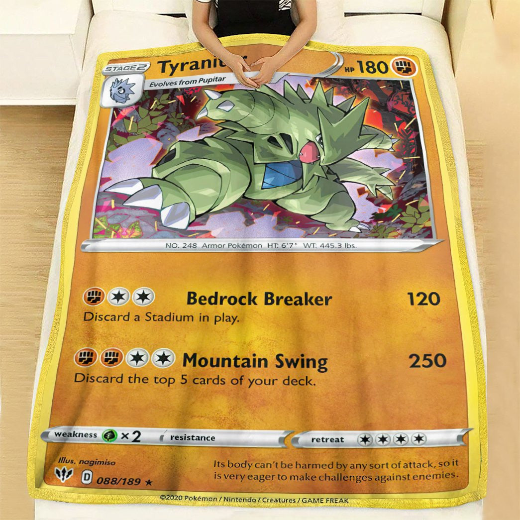 Anime Pkm Tyranitar Darkness Ablaze Custom Soft Blanket