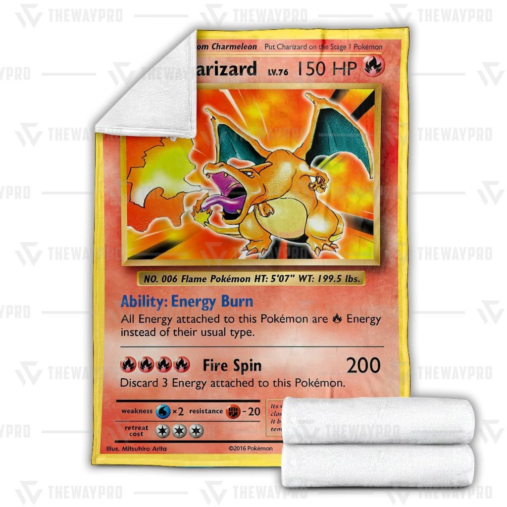 Anime Pkm Charizard Evolutions Custom Soft Blanket