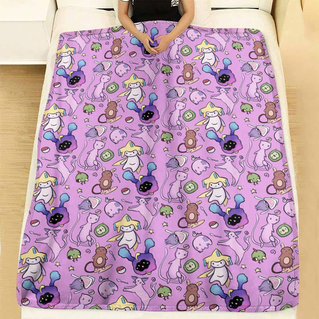 Anime Pkm Pink Seamless Pattern Custom Soft Blanket