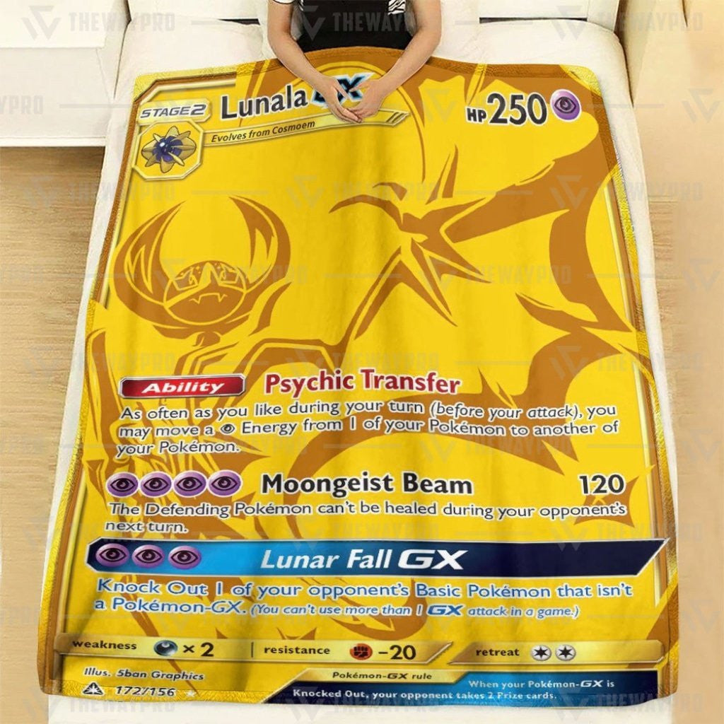 Anime Pkm Lunala Gx Ultra Prism Custom Soft Blanket