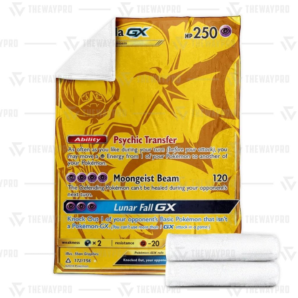 Anime Pkm Lunala Gx Ultra Prism Custom Soft Blanket