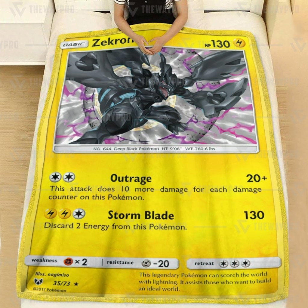 Anime Pkm Zekrom Shining Legends Custom Soft Blanket