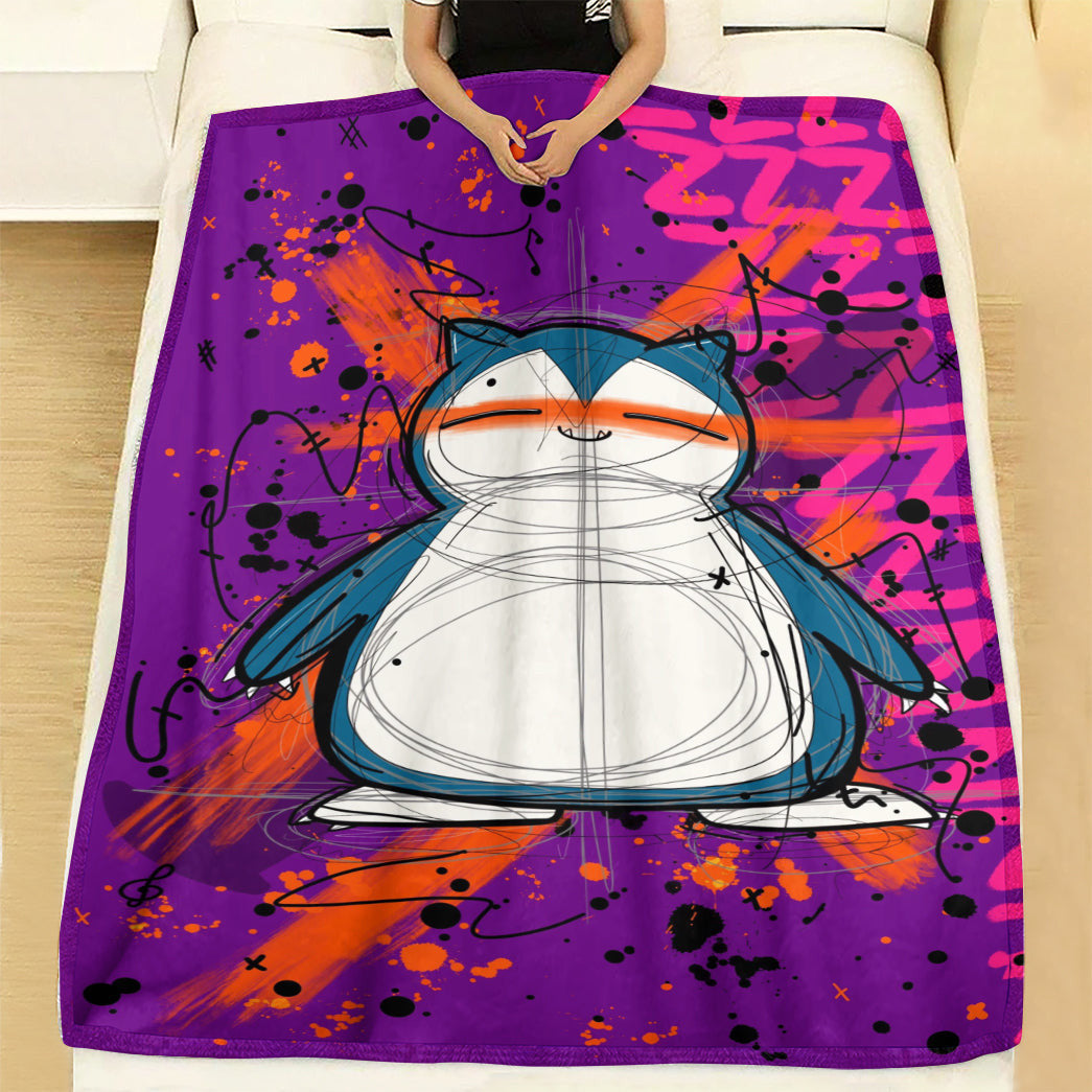 Anime Custom Snorlax Art Soft Blanket