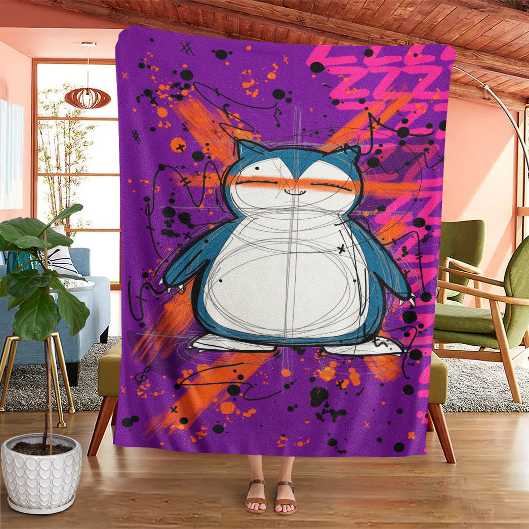 Anime Custom Snorlax Art Soft Blanket