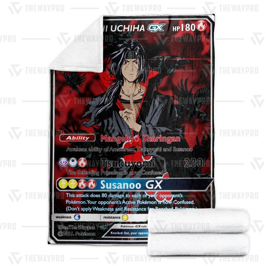 Anime Naruto Shippuden Itachi Uchiha X Pkm Card Custom Soft Blanket