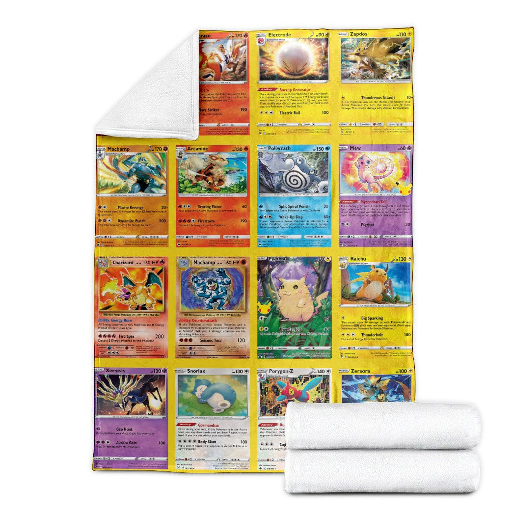 Anime Pkm Rare Holo Cards Custom Soft Blanket