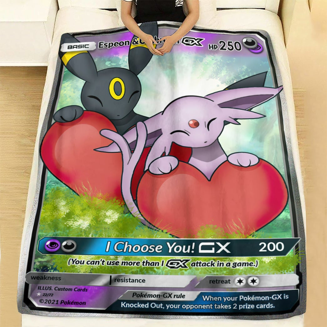 Anime Pkm Espeon & Umbreon I Choose You Custom Soft Blanket