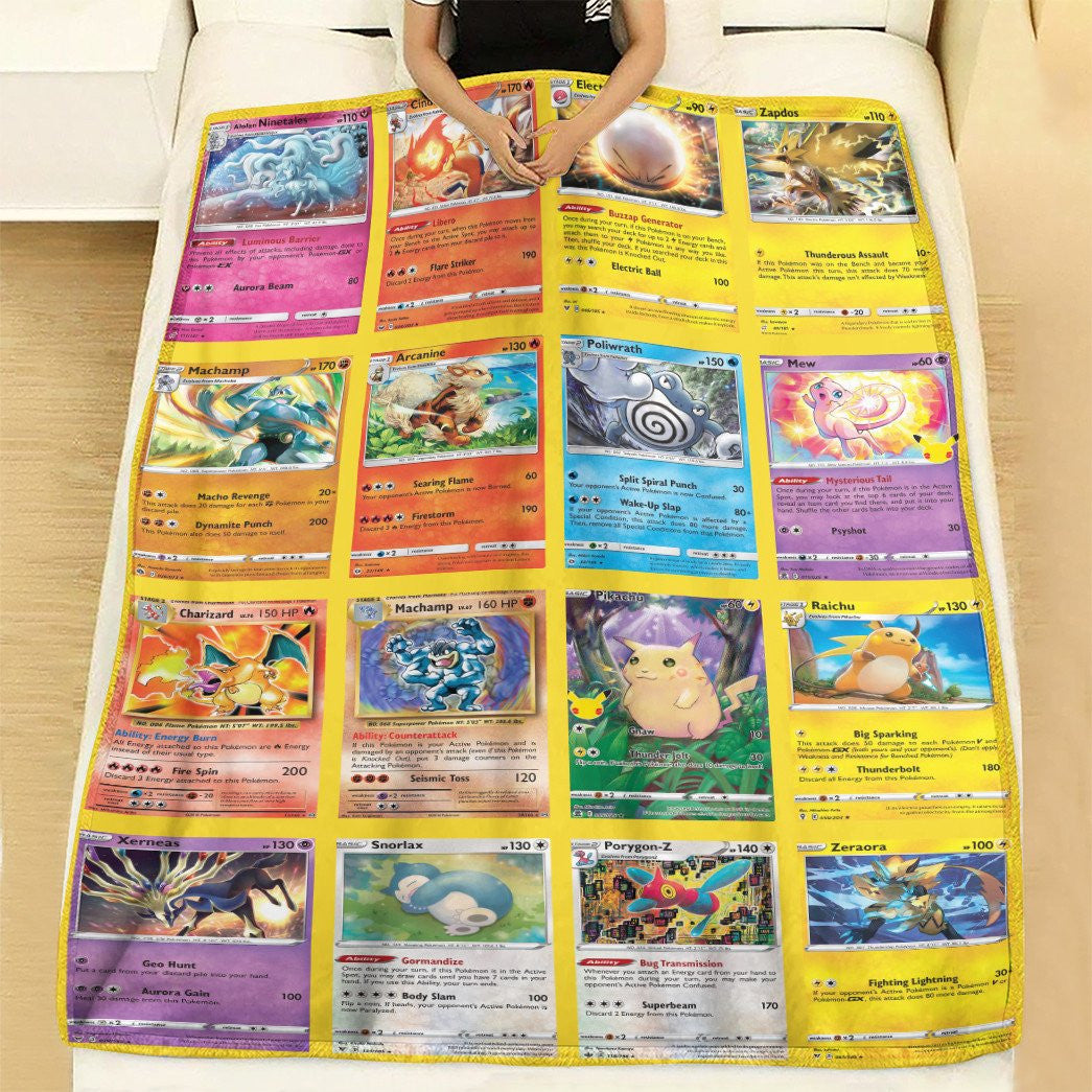 Anime Pkm Rare Holo Cards Custom Soft Blanket