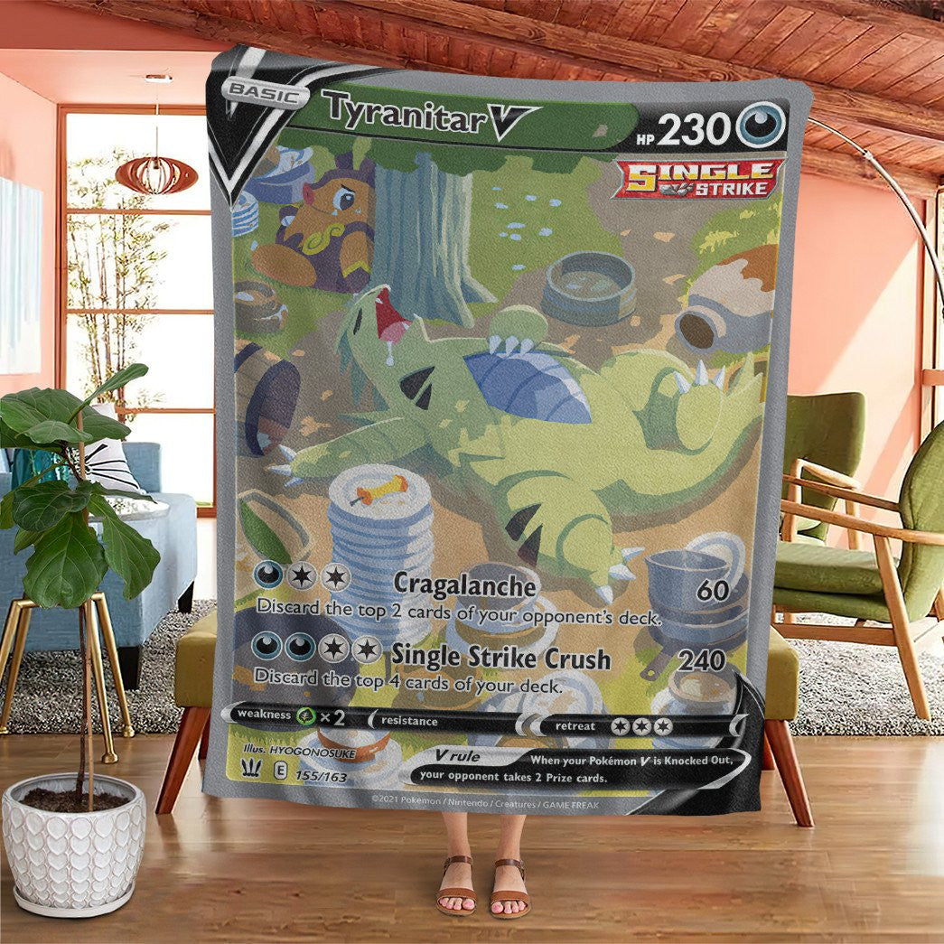 Anime Pkm Tyranitar V Custom Soft Blanket