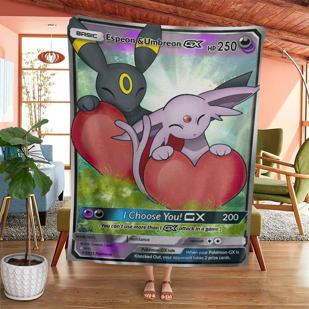 Anime Pkm Espeon & Umbreon I Choose You Custom Soft Blanket