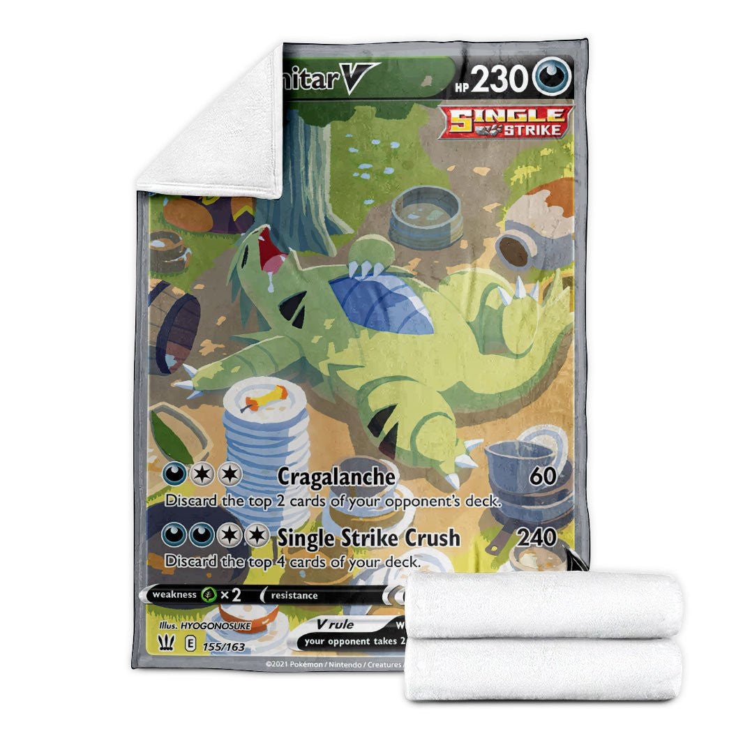 Anime Pkm Tyranitar V Custom Soft Blanket