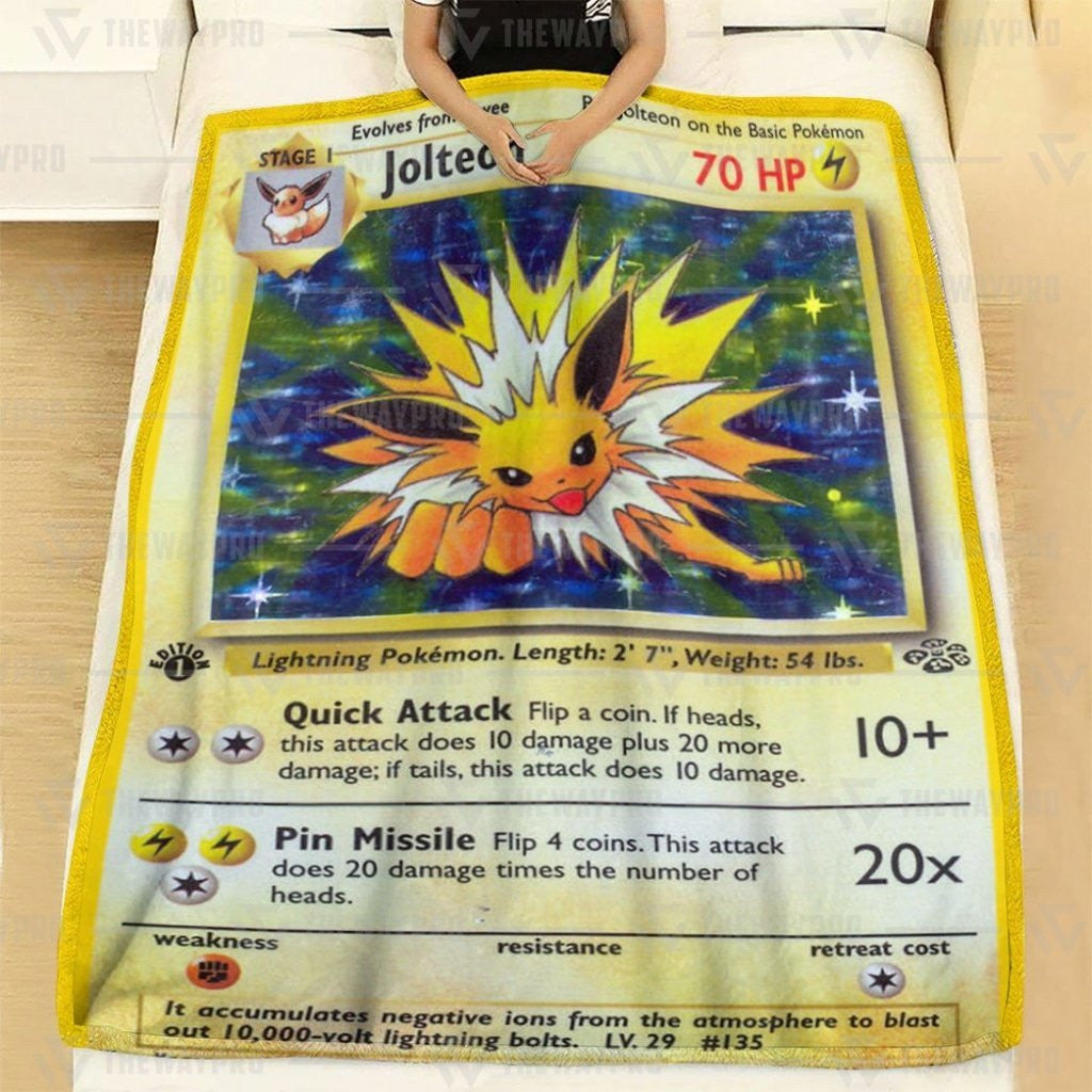 Anime Pkm Jolteon Holo 1St Edition Custom Soft Blanket