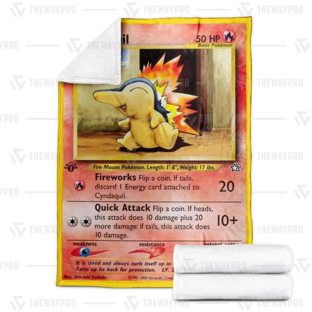 Anime Pkm Cyndaquil 1St Edition Fireworks Custom Soft Blanket