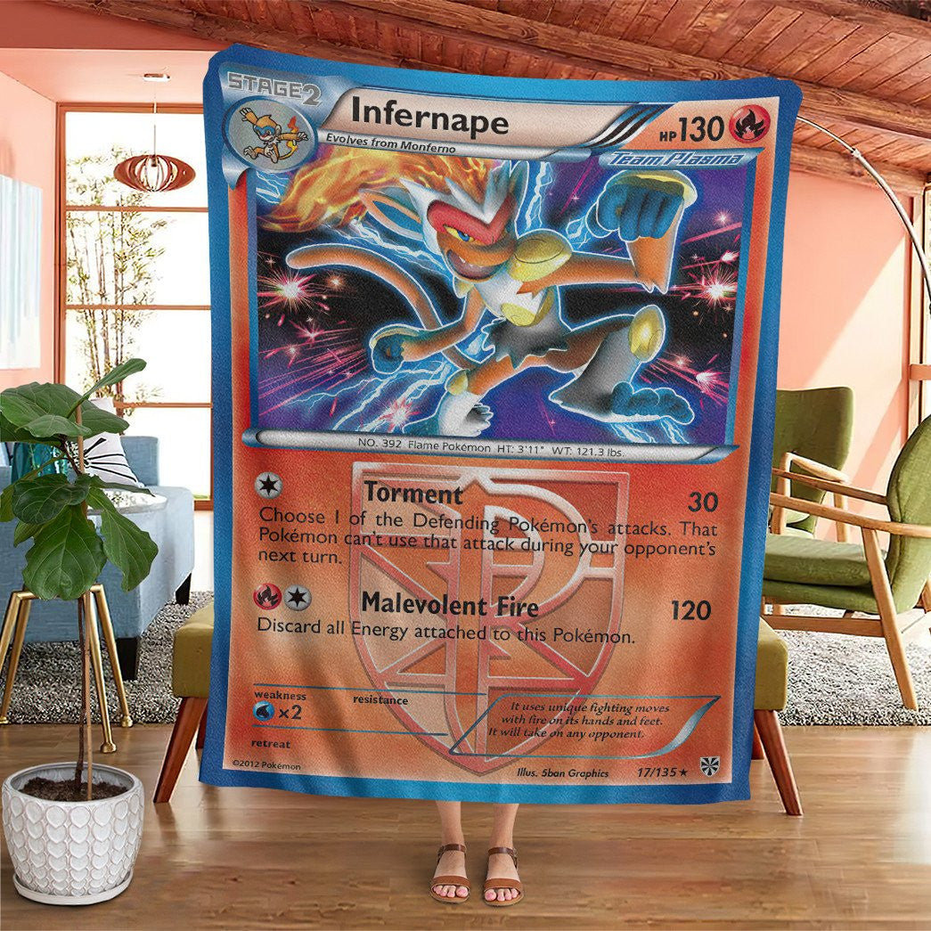 Anime Pkm Infernape Plasma Storm Custom Soft Blanket