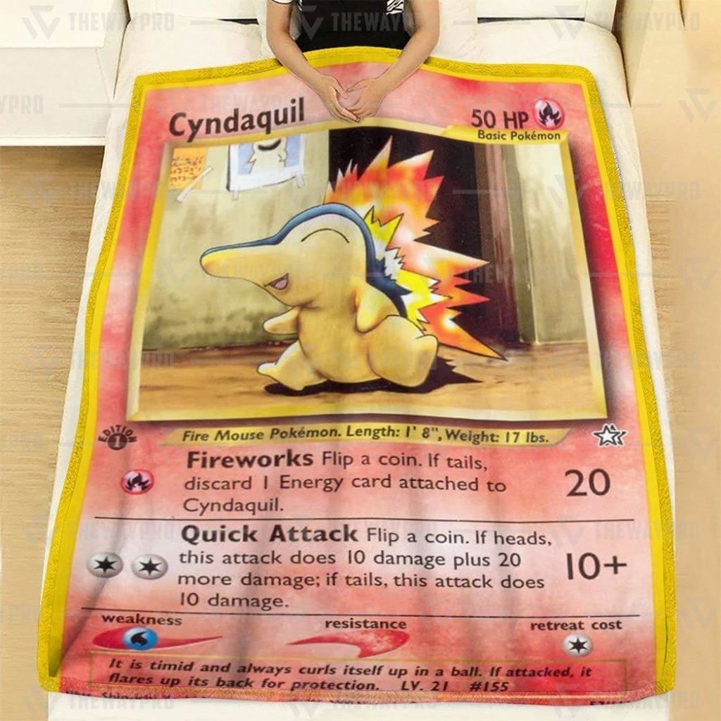 Anime Pkm Cyndaquil 1St Edition Fireworks Custom Soft Blanket