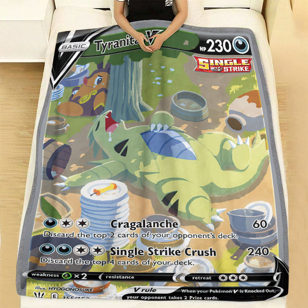 Anime Pkm Tyranitar V Custom Soft Blanket