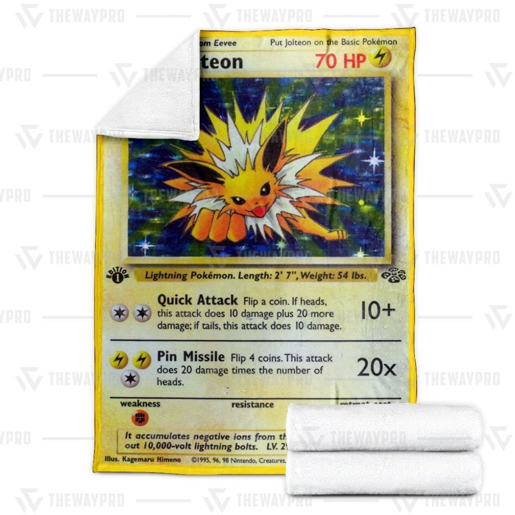 Anime Pkm Jolteon Holo 1St Edition Custom Soft Blanket