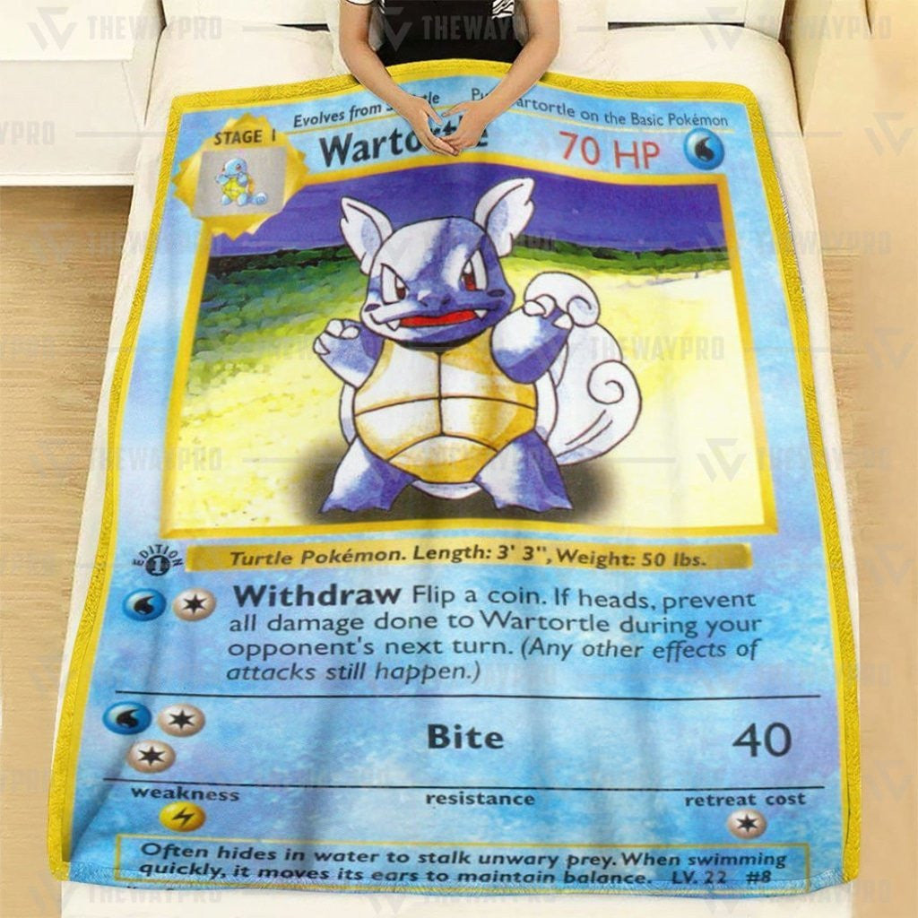 Anime Pkm Wartortle 1St Edition Custom Soft Blanket