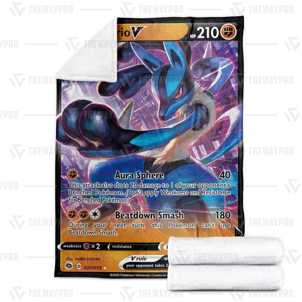 Anime Pkm Lucario V Custom Soft Blanket