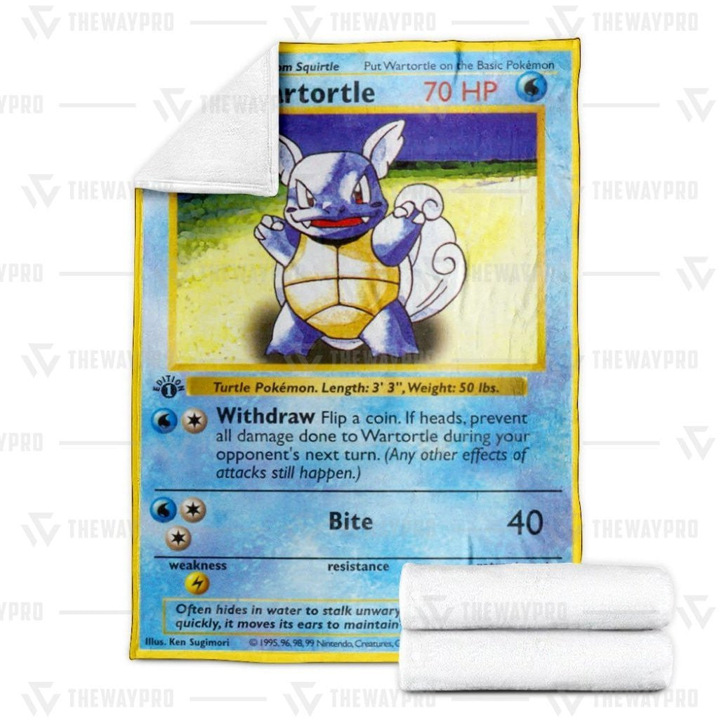 Anime Pkm Wartortle 1St Edition Custom Soft Blanket