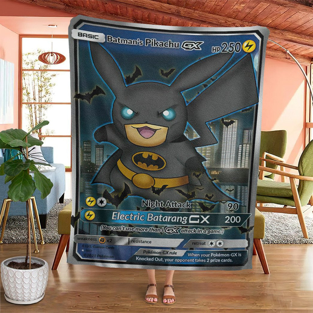 Anime Pkm Batmans Pikachu Custom Soft Blanket