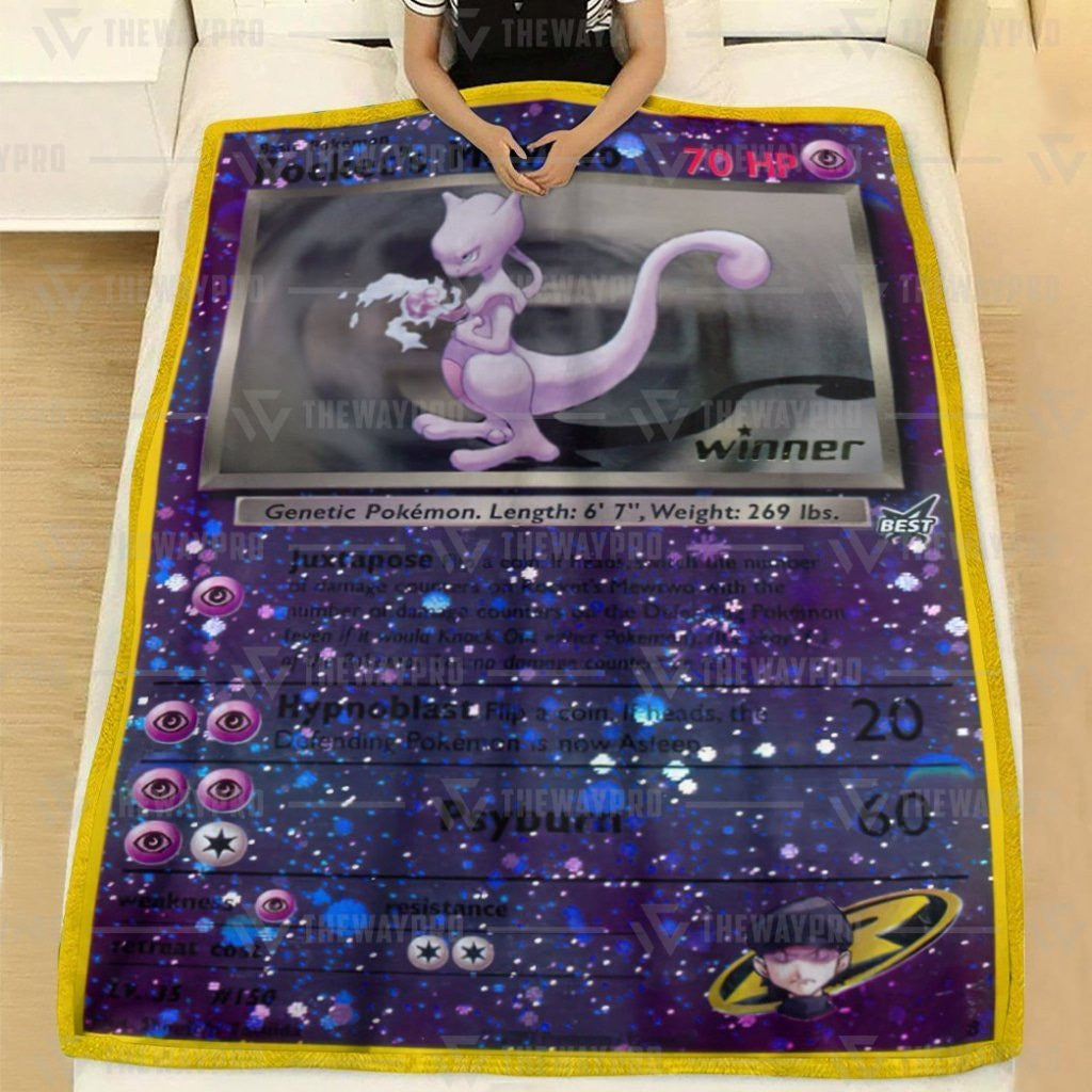 Anime Pkm Rockets Mewtwo Custom Soft Blanket