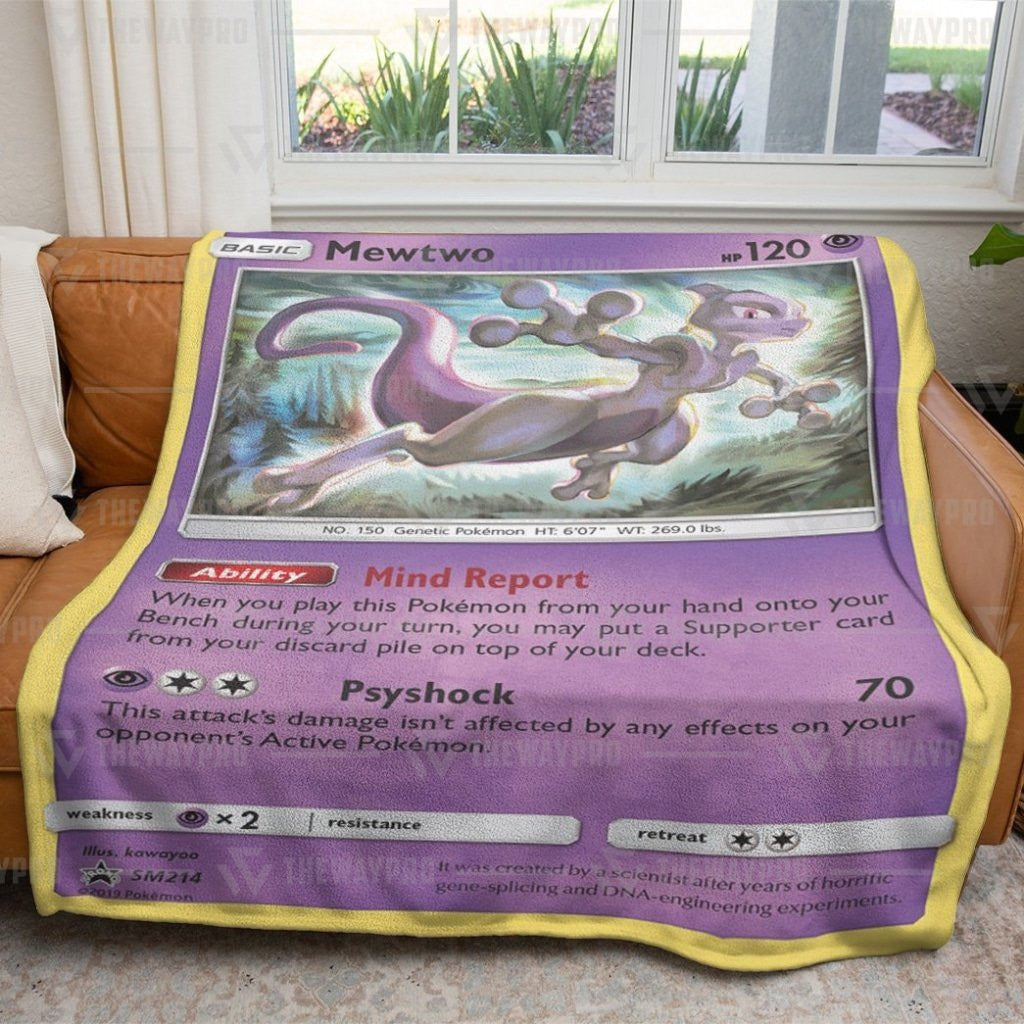 Anime Pkm Mewtwo Sun And Moon Custom Soft Blanket