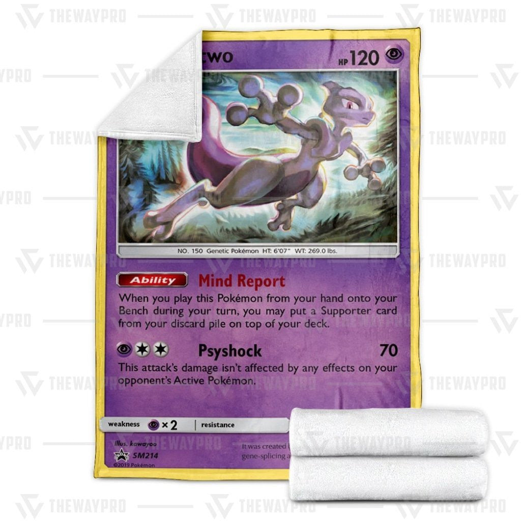 Anime Pkm Mewtwo Sun And Moon Custom Soft Blanket