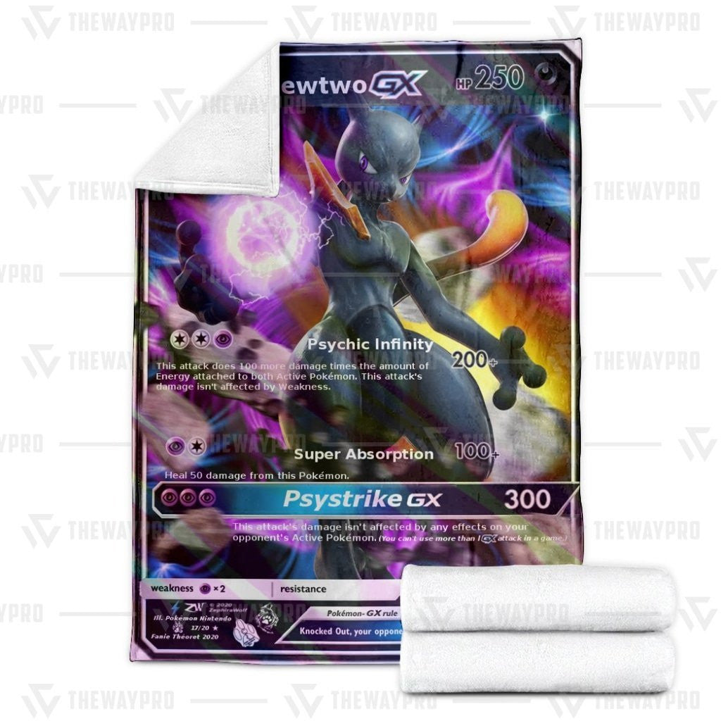 Anime Pkm S Mewtwo Gx Shadow Custom Soft Blanket