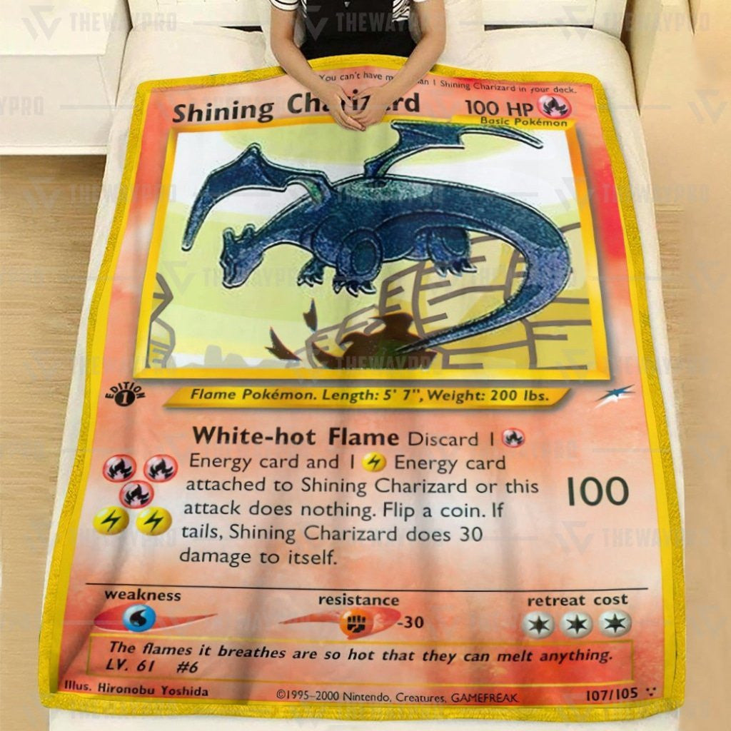 Anime Pkm Shining Charizard Neo Destiny Custom Soft Blanket