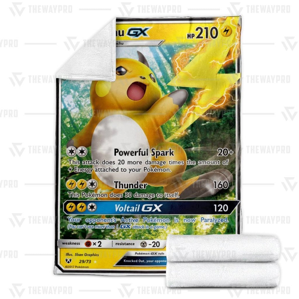 Anime Pkm Raichu-Gx Shining Legends Custom Soft Blanket