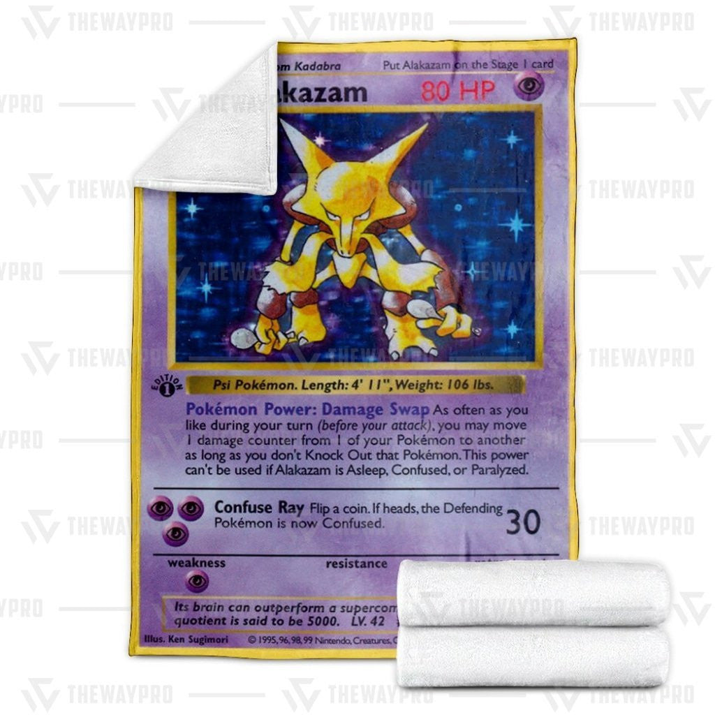 Anime Pkm Basic Alakazam Custom Soft Blanket