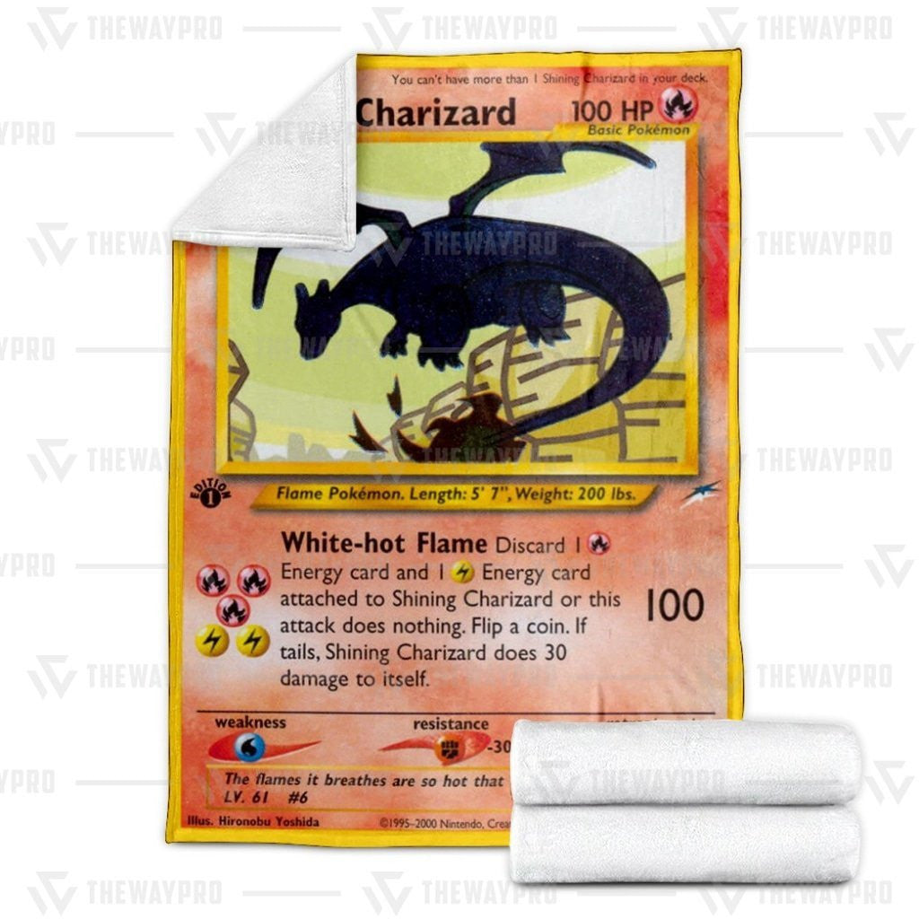 Anime Pkm Shining Charizard Custom Soft Blanket