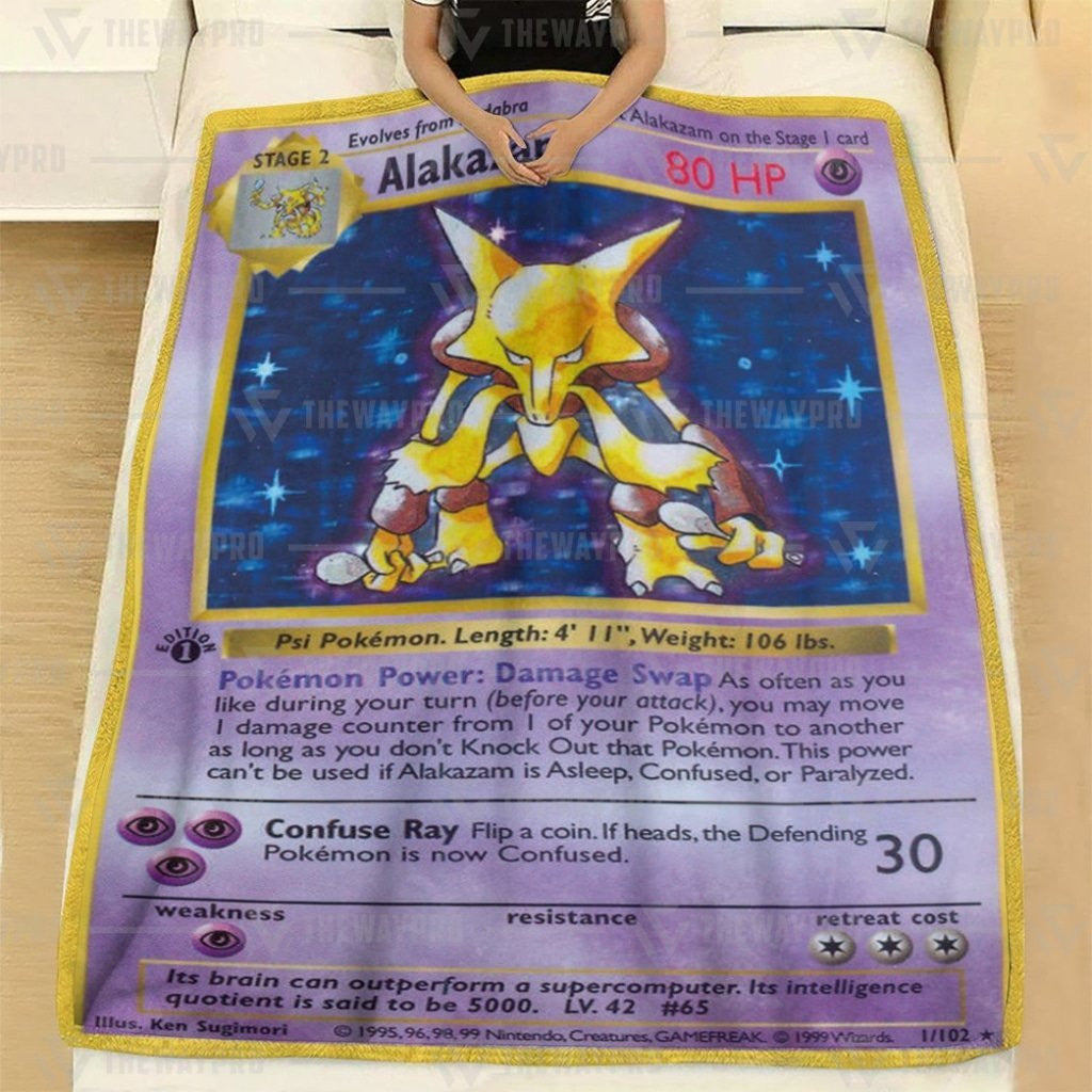 Anime Pkm Basic Alakazam Custom Soft Blanket